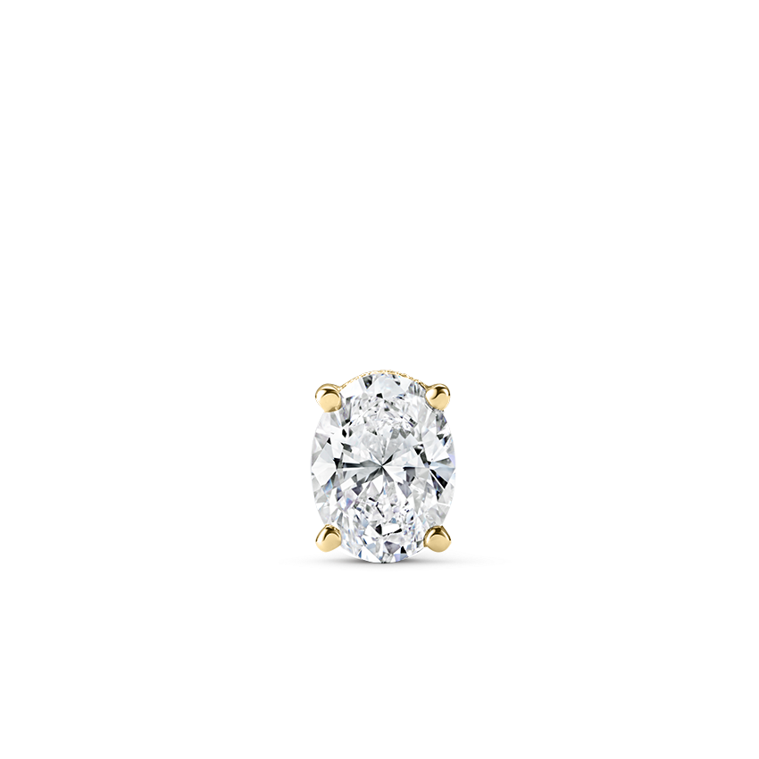 Oval Diamond Engraved Threaded Stud Earring With Titanium Backing
