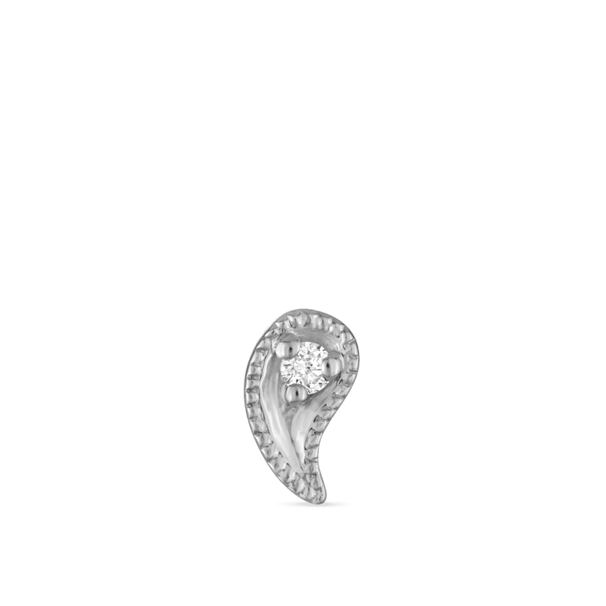 Diamond Paisley Threaded Stud Earring With Titanium Backing
