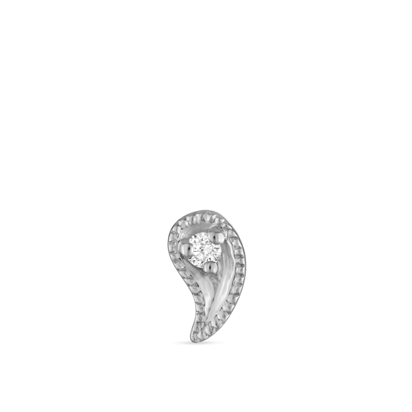 Diamond Paisley Threaded Stud Earring