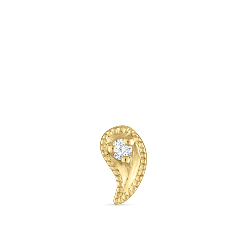 Diamond Paisley Threaded Stud Earring With Titanium Backing