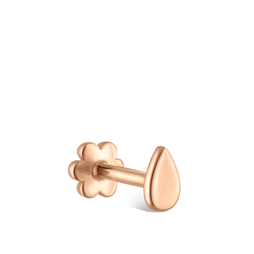 Plain Pear Shaped Threaded Stud Earring With Titanium Backing
