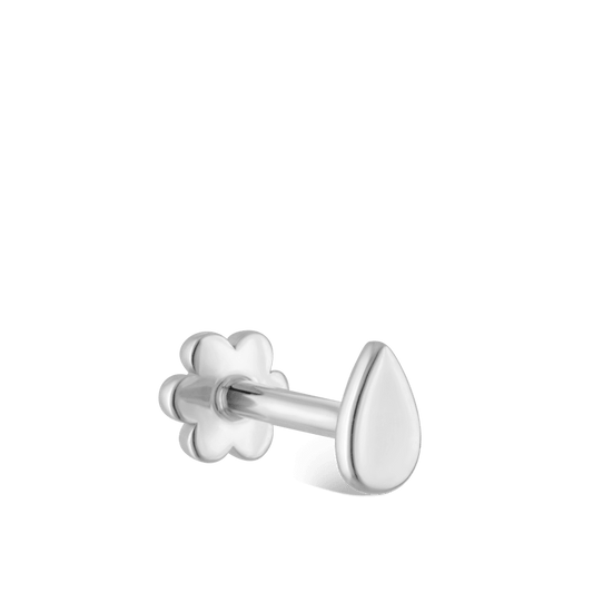 Plain Pear Shaped Threaded Stud Earring With Titanium Backing