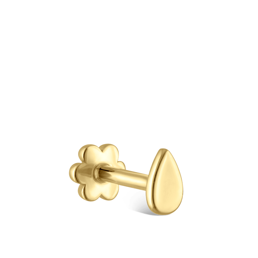 Plain Pear Shaped Threaded Stud Earring With Titanium Backing