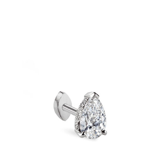 Pear Diamond Threaded Stud Earring, Marquise Diamond Back