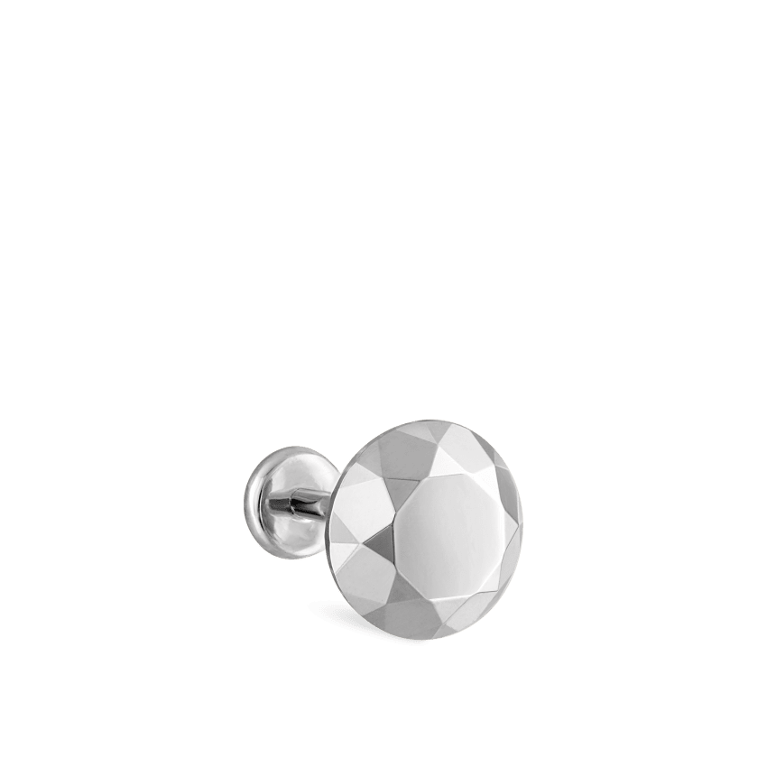 Faceted Gold Round Threaded Stud Earring With Titanium Backing