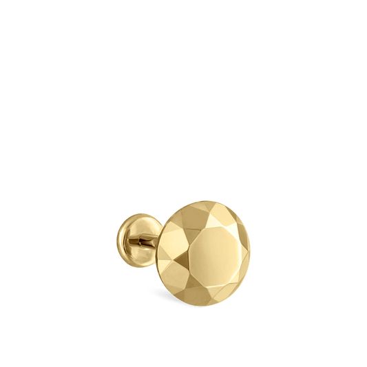 Faceted Gold Round Threaded Stud Earring With Titanium Backing