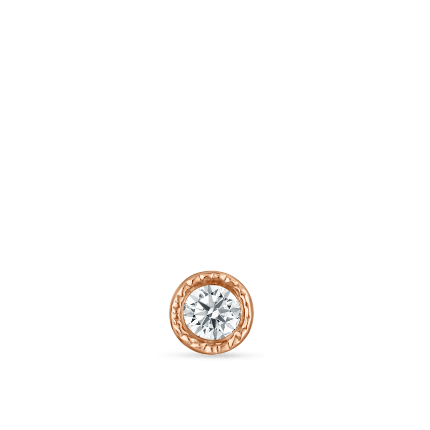 Scalloped Set Diamond Threaded Stud Earring With Titanium Backing