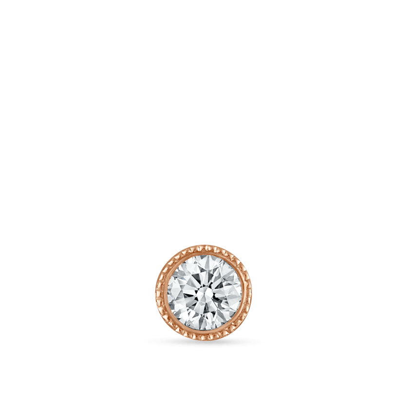 Scalloped Set Diamond Threaded Stud Earring With Titanium Backing