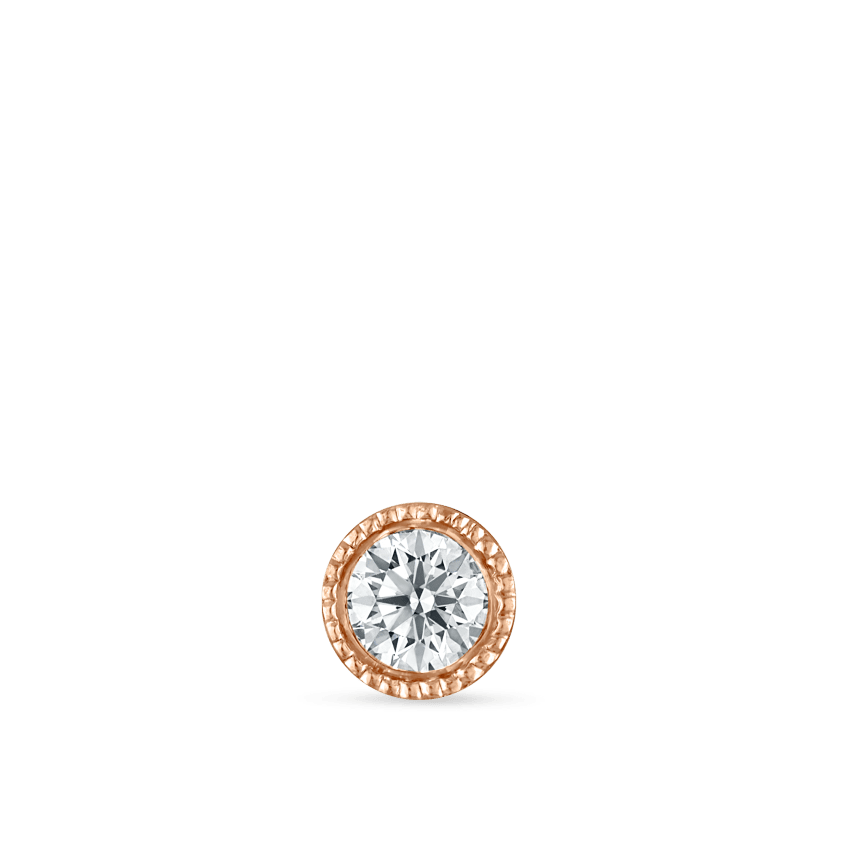 Scalloped Set Diamond Threaded Stud Earring With Titanium Backing