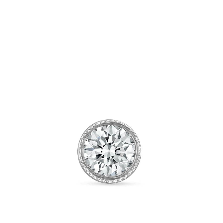Scalloped Set Diamond Threaded Stud Earring With Titanium Backing