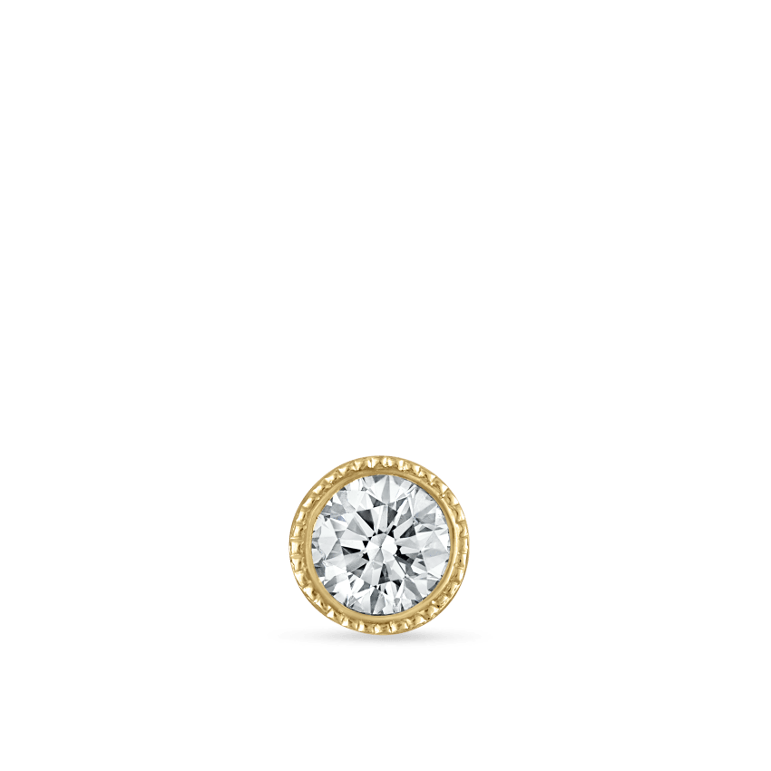 Scalloped Set Diamond Threaded Stud Earring With Titanium Backing