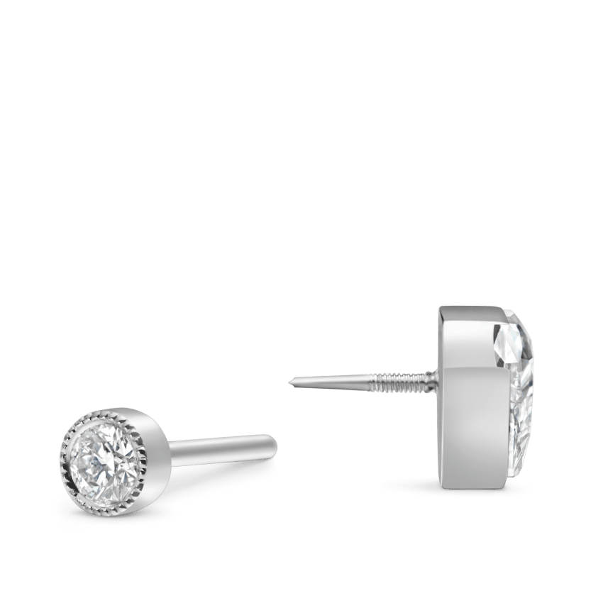 Invisible Set Silhouette Diamond Threaded Stud Earring With Titanium Backing