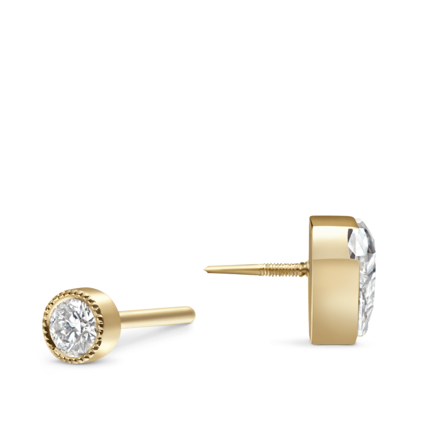Invisible Set Silhouette Diamond Threaded Stud Earring With Titanium Backing