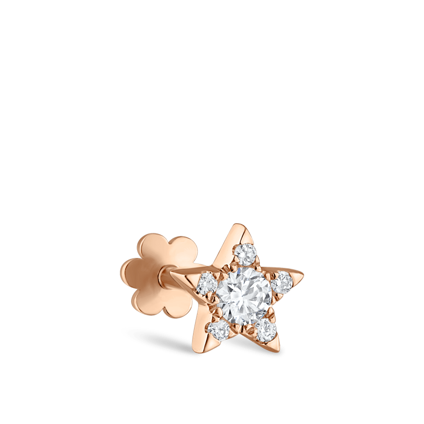 Diamond Star Threaded Stud Earring With Titanium Backing