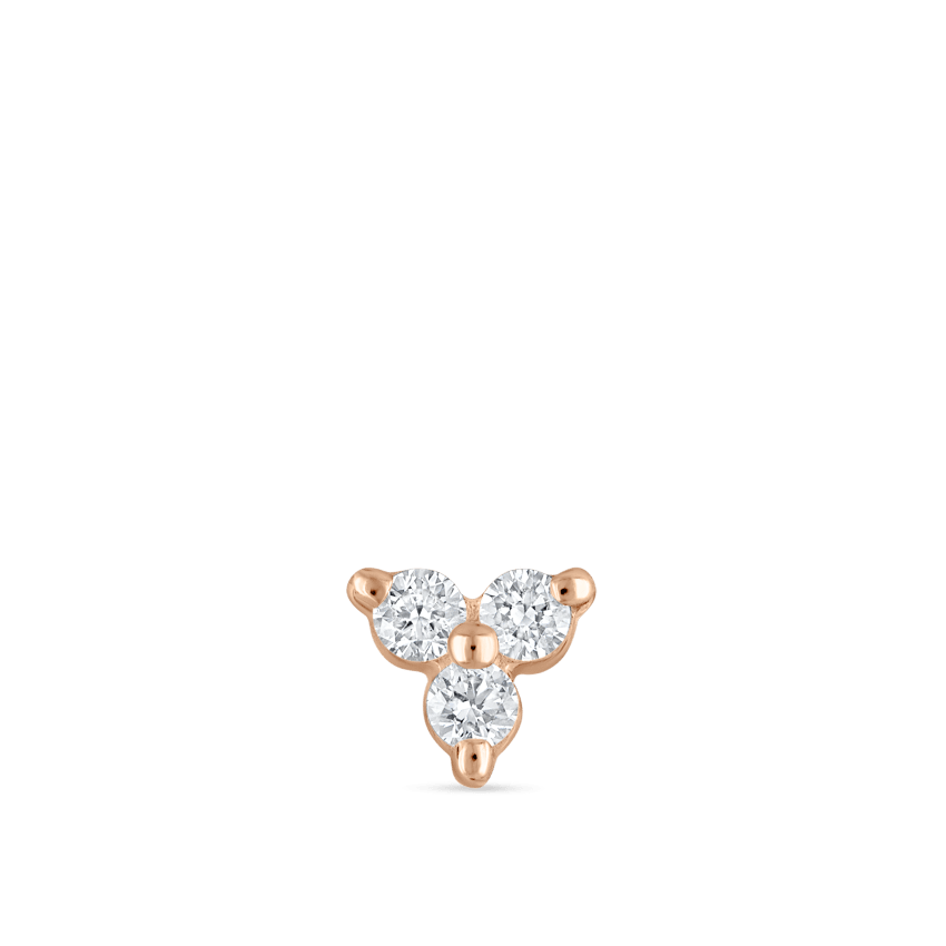 Diamond Trinity Threaded Stud Earring With Titanium Backing
