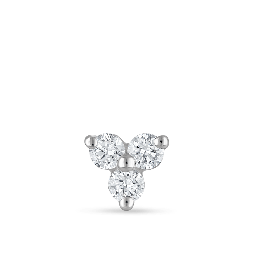 Diamond Trinity Threaded Stud Earring With Titanium Backing