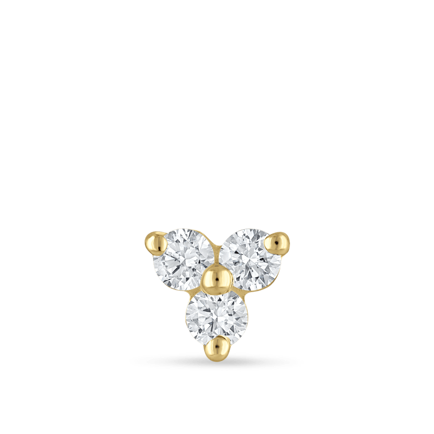 Diamond Trinity Threaded Stud Earring With Titanium Backing
