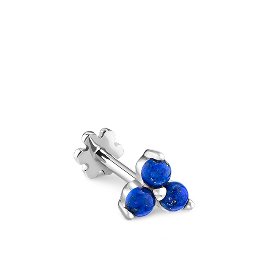 Lapis Trinity Threaded Stud Earring