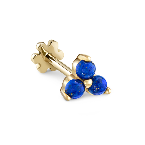 Lapis Trinity Threaded Stud Earring With Titanium Backing