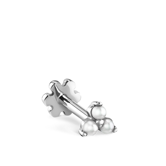 Pearl Trinity Threaded Stud Earring With Titanium Backing