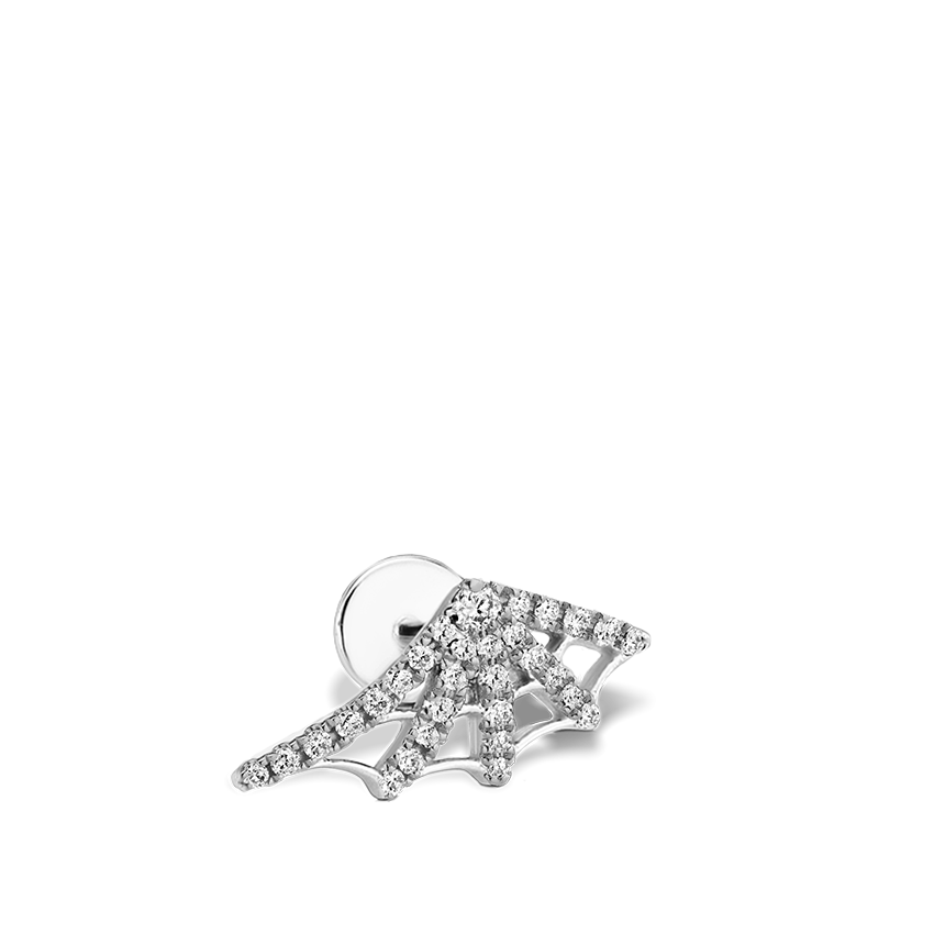 Diamond Web Threaded Stud Earring With Titanium Backing
